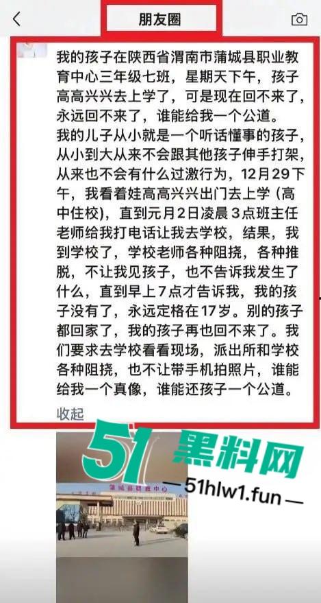 陕西蒲城17岁高三学生坠亡 家长深夜接班主任电话后被学校看管 真相疑点重重引热议!-10